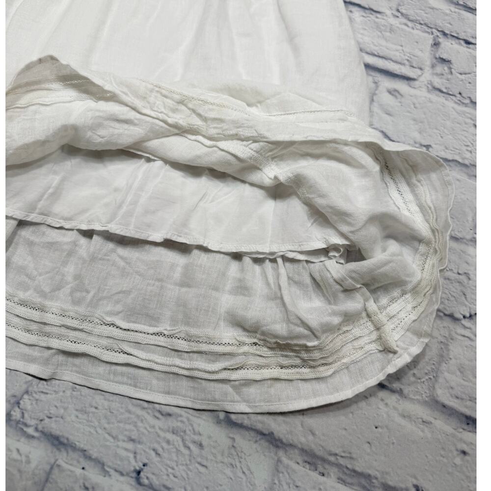 RAILS ASHLYN White MIDI Dress Linen Lace Detail Smocked elastic Waist Sz M A599 - Picture 2 of 6
